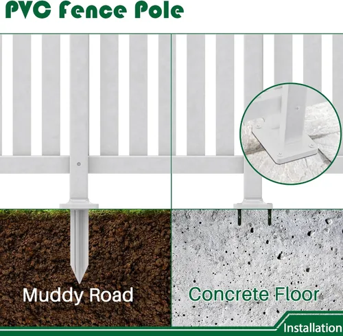 Vista 3 de Poste de 32 pulgadas: accesorios de columna de PVC de valla de vieira para animales y patio