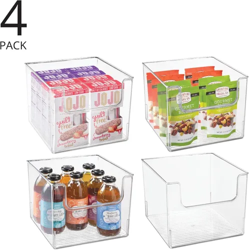 Vista 2 de mDesign Juego de 4 bandejas de almacenamiento de cocina abiertas para almacenamiento de alimentos de plástico, ideal para armarios de cocina o como