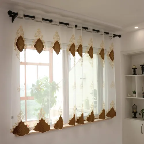 Vista 3 de SLOW SOUL 2 paneles de cortinas europeas de lujo de terciopelo bordado de tul para sala de estar, cocina, dormitorio, cortina transparente