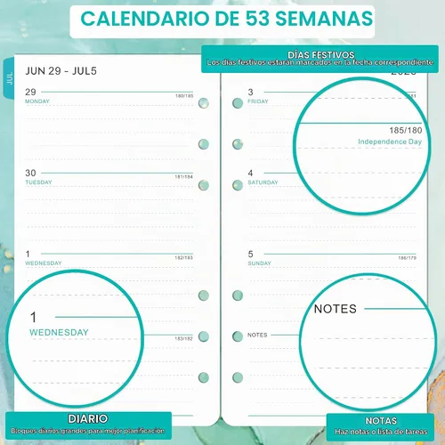 Vista 3 de Recambios de planificador 2026-2027 - Recambios de planificador, julio 2026 - junio 2027