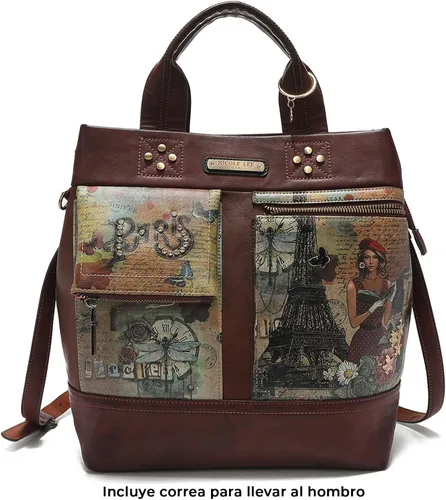 Vista 6 de Nicole Lee Paris Fashion Week - Bolso grande de hombro con adornos de flores de mariposa, múltiples bolsillos, correa cruzada opcional, Semana