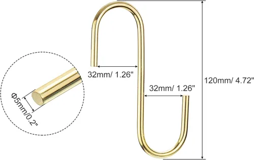 Vista 2 de uxcell Ganchos colgantes en S, colgador de acero extra largo de 5 pulgadas (4.724 in), usos en interiores y exteriores para jardín, baño, armario