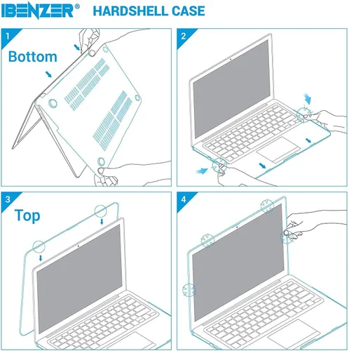 Vista 6 de IBENZER Compatible con MacBook de 12 pulgadas, carcasa rígida para Mac de 12 pulgadas con pantalla Retina modelo A1534 2020 2019 2018 2017 2016 Negro