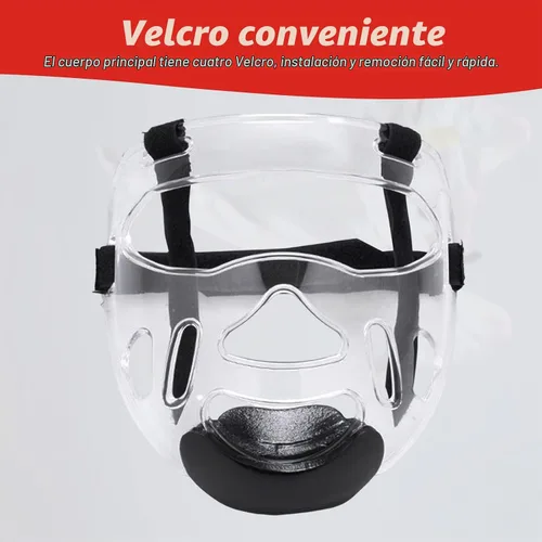 Vista 2 de Máscara transparente de taekwondo protector desmontable para la cabeza, cubierta de protección facial para artes marciales boxeo Sanda