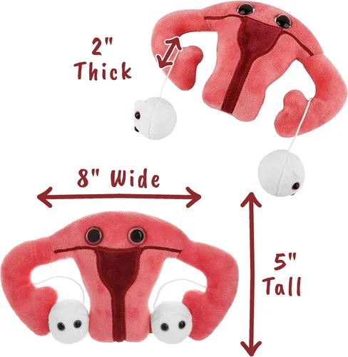 Vista 4 de GIANT MICROBES Juguete de peluche de útero, regalos de histerectomía, conciencia de endometriosis, regalos feministas, regalo de fertilidad, regalo