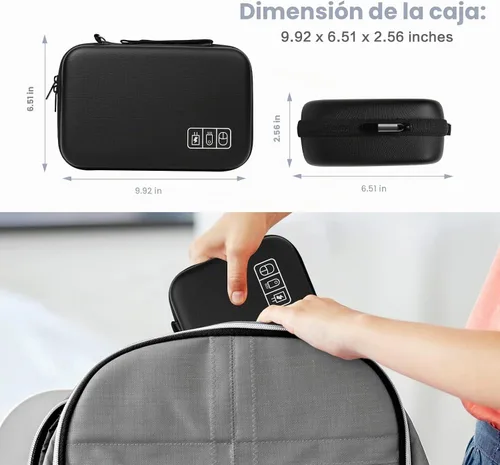 Vista 4 de MOSISO - Organizador electrónico de viaje compatible con adaptador de Funda de viaje compatible con Magic Mouse & Pencil Tarjeta SD Disco flash