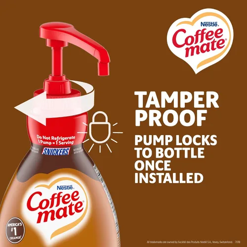 Vista 6 de Coffee mate Snickers - Botella dispensadora de crema líquida saborizada, sabor Snicker, 50.72 fl oz (1.50 L) - 1EachBottle