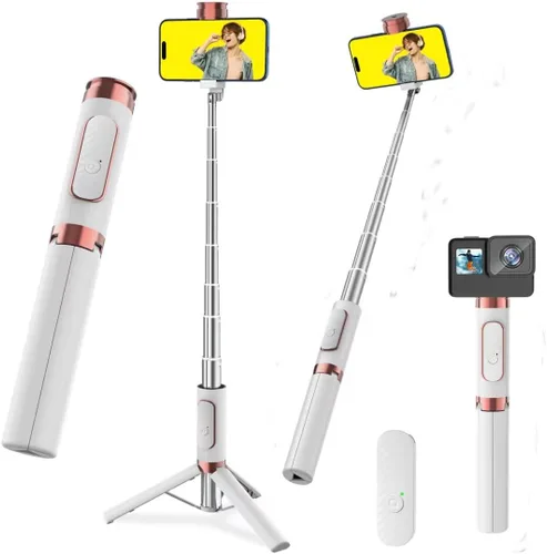 Vista 10 de Selfie Stick - Trípode de aleación de aluminio para selfie stick con soporte de trípode plegable para viajes, rotación de 270 grados, compatible