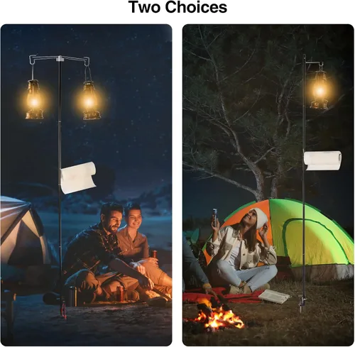 Vista 8 de REDCAMP Farol plegable de 72 pulgadas de alto con estacas y ganchos, postes de lámpara plegables de aleación de aluminio ultraligeros portátiles