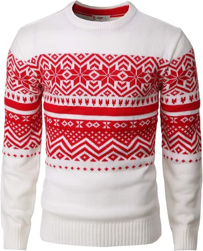 Vista 2 de H2H - Suéteres navideños tejidos sin botones para hombre, estilo casual, ajustado, para Navidad