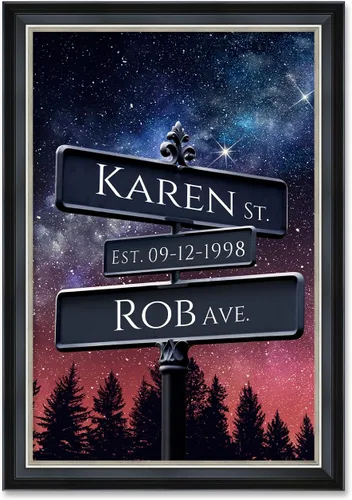 Vista 101 de IPIC - Personalized Framed Canvas with Custom Street Sign in Boston Personalized Street Signs with Names, Custom Canvas Print, Boston Sunset