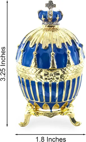 Vista 3 de BestPysanky Huevo de Pascua imperial real acanalado esmaltado azul 1885