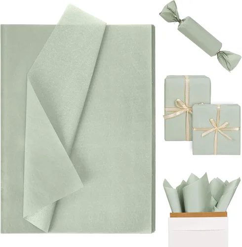 Vista 11 de Whaline 100 hojas de papel de seda azul polvoriento, color azul pastel, papel decorativo de arte decorativo para manualidades, embalaje, boda, Azul
