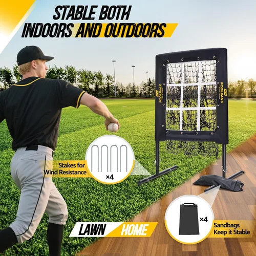 Vista 6 de PodiuMax Baseball Pitching Net, 9 Hole Pitching Net with Strike Zone, 5 Adjustable Heights Baseball Throwing Net for All Ages, Heavey Duty Solo