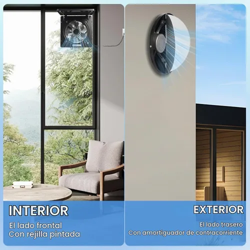 Vista 7 de Ventilador de escape de 10 pulgadas con interruptor, potente ventilador de escape de pared de 1236 CFM con amortiguador, ventiladores de escape