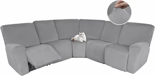 Vista 75 de HDCAXKJ Fundas de sofá seccional reclinable de terciopelo, cubierta de sofá seccional en forma de L, lavable, elástica, suave, para rincón