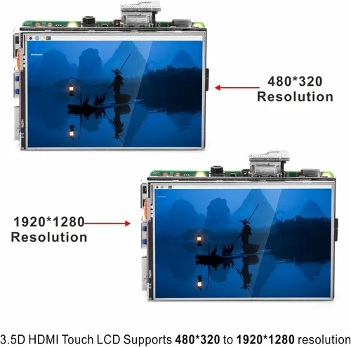 Vista 3 de OSOYOO 3.5 "HDMI LCD pantalla táctil para Raspberry Pi 5 4 3 2 con lápiz óptico
