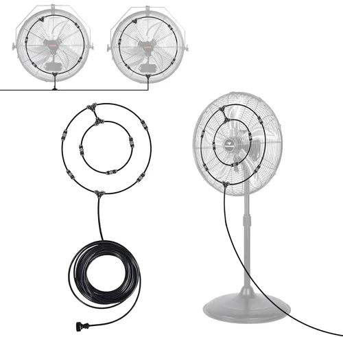Vista 3 de POCKET PANDA Misters de ventilador para enfriar al aire libre, kit de nebulización de ventilador. Anillo Mister integrado para exterior con válvula