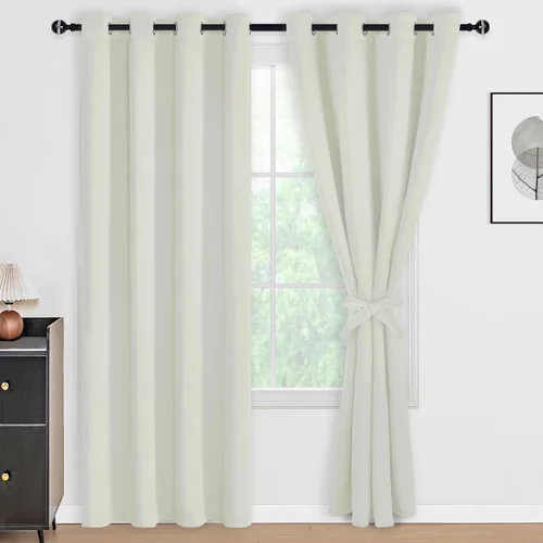 Vista 8 de DWCN - Cortinas 100% opacas para dormitorio con forro negro, cortinas de ventana de doble capa con aislamiento térmico que oscurecen toda la Azul