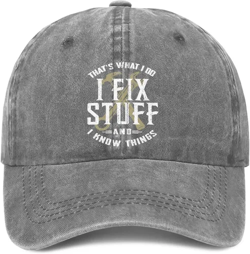 Vista 16 de I Fix Stuff and Know Things Sombrero para hombre, I Fix Things Hat, I Fix Stuff Hat, I Fix Things and I Know Stuff Hat 3 (negro)