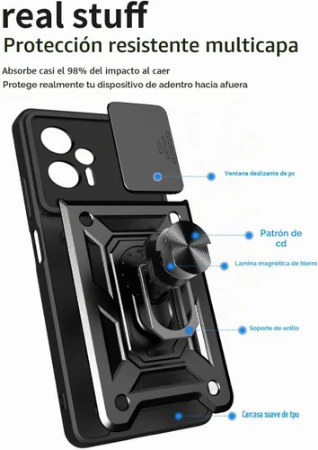 Vista 2 de CCSmall Funda para Xiaomi Poco X4 GT 5G con cubierta deslizante para cámara