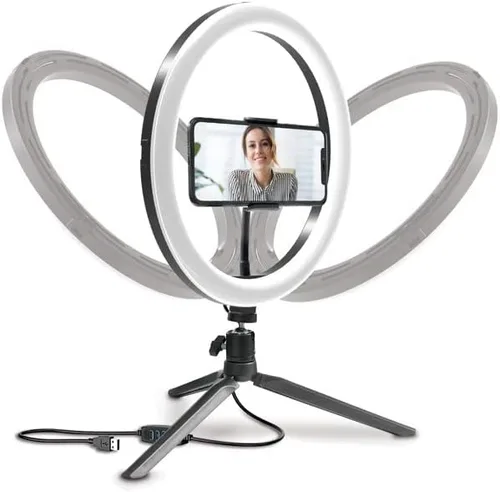 Vista 3 de Bower Anillo de luz LED de mesa de 10 pulgadas, regulable, modo de 3 colores, brillo de 10 niveles, perfecto para vlogging, transmisión, redes
