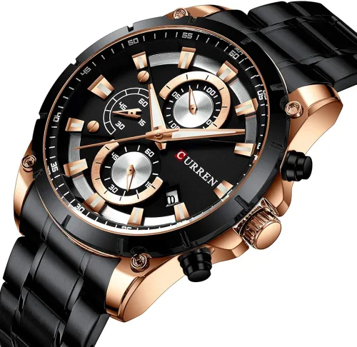 Vista 5 de CURREN Reloj para hombre, de acero inoxidable, cronógrafo, de cuarzo, para hombre, reloj deportivo, fecha, Relogio, Masculino, reloj Hombr, Dorado