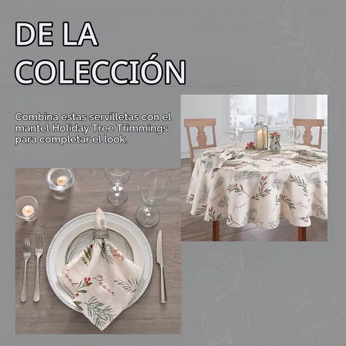 Vista 5 de Elrene Home Fashions Servilletas de tela para adornos de árboles navideños, juego de 4, 17 x 17 pulgadas