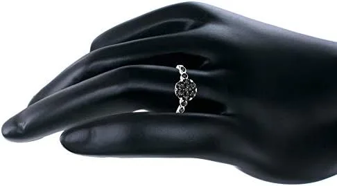 Vista 3 de Anillo de compromiso de diamantes negros de 14 cttw compuesto de plata de ley 925