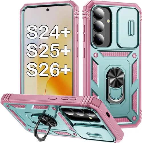 Vista 64 de PASNEW Funda militar para iPhone 13 Pro Max, cubierta de cámara deslizante y soporte de anillo de metal de 360°, carcasa rígida multicapa resistente
