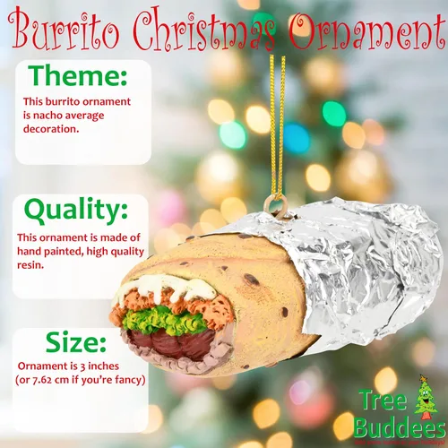 Vista 2 de Tree Buddees Burrito envuelto en papel de aluminio adorno navideño