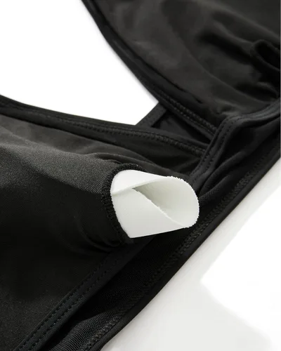 Vista 7 de OMKAGI Conjunto de bikini de malla de cintura alta para mujer, sexy, cuello en V, control de abdomen, traje de baño