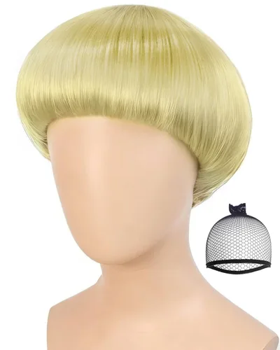 Vista 8 de ANOGOL Peluca corta negra con corte de tazón para hombre, con flequillo Negro