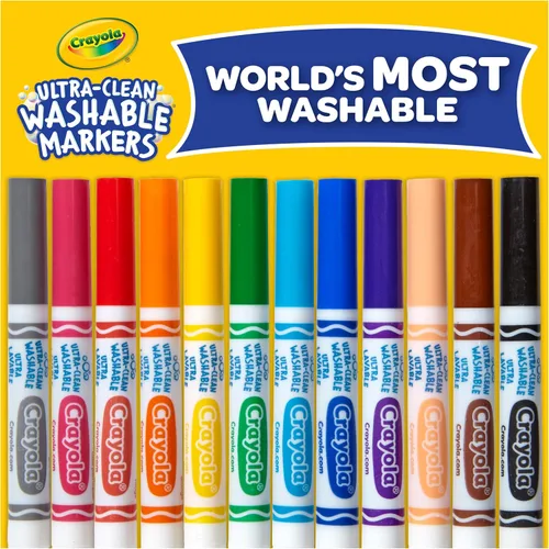 Vista 5 de Crayola Marcadores de línea ancha (12 unidades), marcadores lavables para niños, colores surtidos, suministros de arte y manualidades, para libros