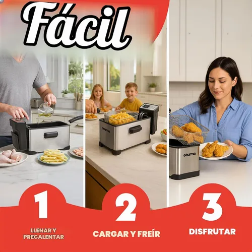 Vista 10 de Gourmia Freidora de encimera de 3.2 cuartos de galón: freidora de aceite eléctrica con pantalla digital, control de temperatura ajustable de 280 °F