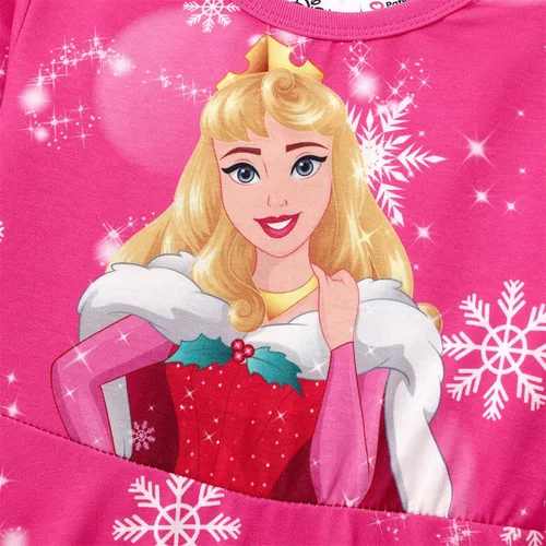 Vista 3 de Disney Princess - Conjunto de vestido de manga larga con estampado de personajes y capucha con estampado de copos de nieve