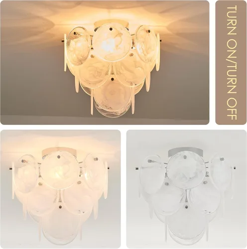 Vista 4 de Moderna lámpara de techo de cristal de montaje empotrado, acabado cromado, luces de pasillo vintage, lámpara única de 4 luces para dormitorio