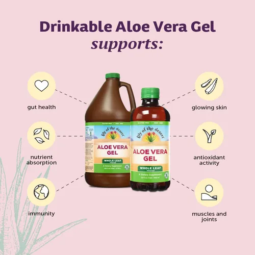 Vista 3 de Lily Of The Desert Gel de aloe vera, bebida de aloe vera filtrada de hoja entera con vitaminas naturales, enzimas digestivas para la salud