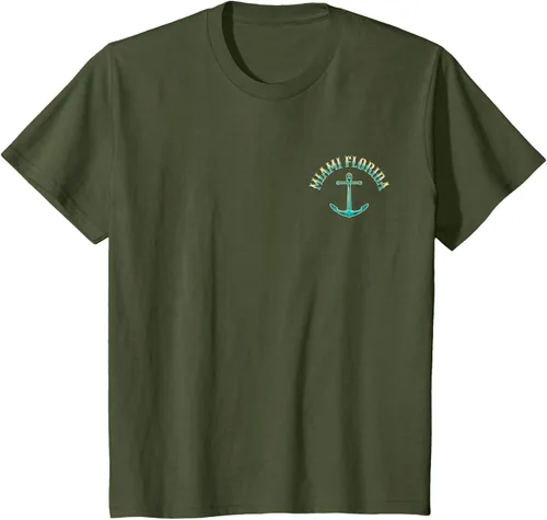 Vista 18 de Camiseta con diseño de pesca en la parte delantera y trasera de Miami Florida USA, Negro