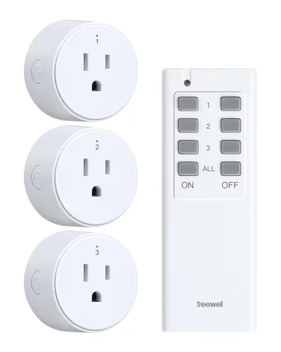 Vista 11 de Remote Control Outlet with All On/Off Switch, 200FT Range, Black 200FT Wireless Range, Mini Plug, 15A/1875W, Remote Switch for