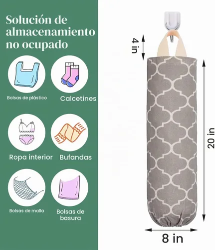 Vista 3 de Soporte para Bolsas de Plástico, Soporte para Bolsas de Supermercado Lavable para Bolsas de Plástico, Dispensador de Almacenamiento de Bolsas