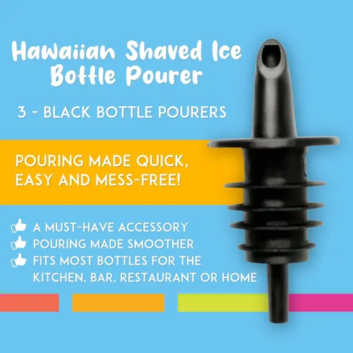 Vista 2 de Versadores de botella con control preciso de jarabe de Hawaiian Shaved Ice - Boquillas profesionales para sabores de cono de nieve y bebidas