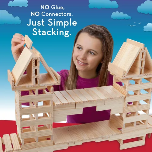 Vista 7 de MindWare KEVA Structures - Juego de bloques de construcción de madera de 600 tablones, incluye 600 tablones de pino KEVA, 30 tarjetas de ideas