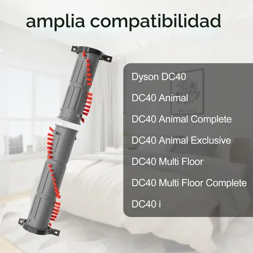 Vista 5 de Rodillo de cepillo de repuesto para aspiradora Dyson DC40, compatible con parte # 924405-01 Negro