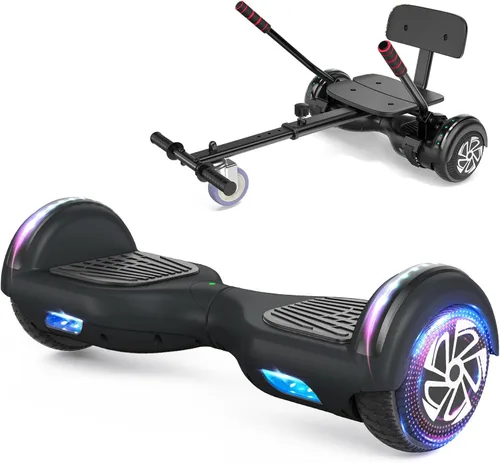 Vista 8 de SISIGAD Scooter de autoequilibrio con Bluetooth y ruedas LED de 6.5", para mayores de 6 años 02-Blanco
