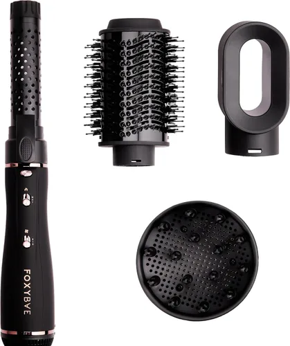 Vista 6 de Foxybae Super Styler - Juego de cepillos secadores 4 en 1 - Difusor, cepillo de soplado, barril de rizado de 1.25 pulgadas y cilindro de secado