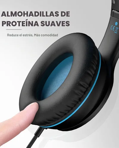 Vista 7 de ELECDER i45 - Auriculares para niños con cable para la escuela, color negro