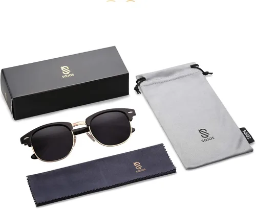 Vista 6 de SOJOS Retro Semi Rimless Polarized Sunglasses Horn Rimmed UV400 Glasses SJ5018