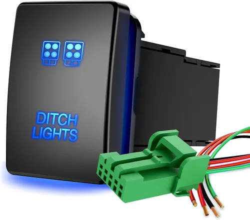Vista 18 de Nilight Interruptor de botón pulsador para luces AUX 12V ENCENDIDO Apagado con kit de cable conector 1.28" x 0.87" de reemplazo para Toyota Sequoia