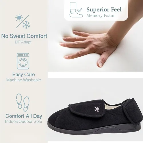 Vista 24 de EuropeanSoftest - Pantuflas clásicas con forro de rizo francés para mujer, con espuma viscoelástica 80-D, transpirables, lavables, para interiores